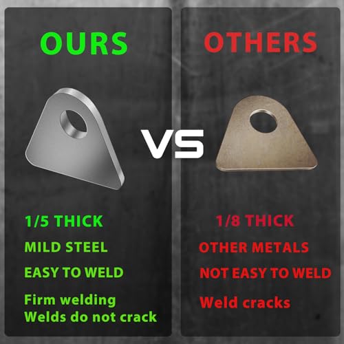 Weld On Tabs, Steel Shock Mount Weld Tabs 1/2" Hole 1/5" Thick 10 Pcs - color: Wide type 3/16" Thick Uncoated