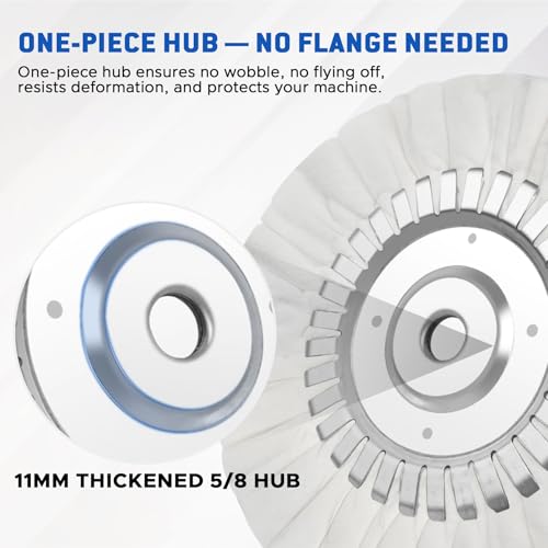 8" Fine White Airway Buffing Wheel with 5/8" Arbor Flange-Free Hub, Flange-Free, Cotton Polishing Wheel for Aluminum Truck Wheels, Rims, Chrome, Stainless Steel – Final Mirror Finish - size: 1 PC Fine Polishing Wheel