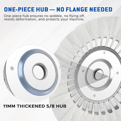 8" Fine White Airway Buffing Wheel with 5/8" Arbor Flange-Free Hub, Flange-Free, Cotton Polishing Wheel for Aluminum Truck Wheels, Rims, Chrome, Stainless Steel – Final Mirror Finish - size: 1 PC Fine Polishing Wheel