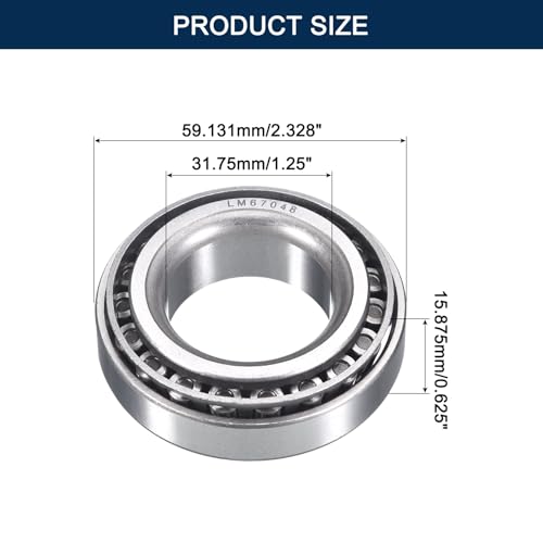 2 Pack LM67048/10 Tapered Roller Bearing Cone and Cup Set - size: LM67048/LM67010