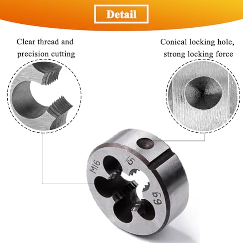 Metric Tap and Die Set M16 x 1.5mm HSS Machine Thread Tap and Alloy Steel Round Die Right Hand