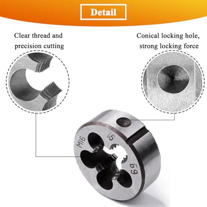 Metric Tap and Die Set M16 x 1.5mm HSS Machine Thread Tap and Alloy Steel Round Die Right Hand
