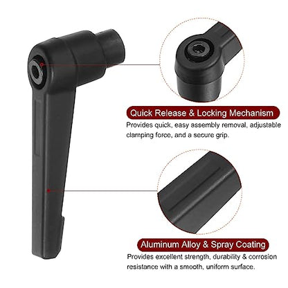 10pcs Adjustable Clamping Lever Handles M6 Female Thread Knobs Rotating Screw Locking Quick Release Ratchet Push Button Handle, Black