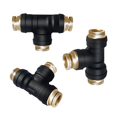 3/8" DOT Air Hose Fittings Tee 3 PCS,Quick Push To Connect Fittings - color: 3/8" * 3/8" * 3/8" 3PCS