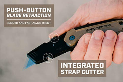 Spec Ops Tools Utility Knife for Cutting Drywall, Roofing & Jobsite Materials, Includes 10 Blades in Handle Storage, Fixed Blade, Folding, 2 Pack - color: Fixed Blade, Folding, 2 Pack