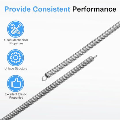 uxcell 2Pcs Extension Springs, 0.3x2x300mm/0.01x0.08x11.81in 304 Stainless Steel Extended Compression Spring Steel Dual Hook Tension Springs for Machinery Construction Home Repairs - size: 0.3x2x300mm