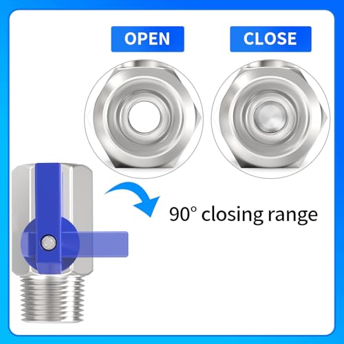 ChillWaves 316 Stainless Steel Mini Ball Valve, Shut Off Switch Ball Valve 3/8" NPT Male x 3/8" NPT Female Thread Pipe Fitting(2-PACK) - size: 3/8" NPT