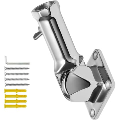 ZOMCHAIN Flag Pole Holder, Flag Pole Bracket 304 Stainless Steel, 180 Degree Flag Pole Mounting Bracket, Heavy Duty for 1inch Flag Pole
