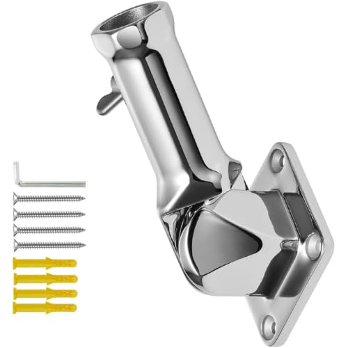 ZOMCHAIN Flag Pole Holder, Flag Pole Bracket 304 Stainless Steel, 180 Degree Flag Pole Mounting Bracket, Heavy Duty for 1inch Flag Pole