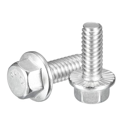 uxcell 10Pcs 1/4-20 x 5/8" Flanged Hex Head Bolts, 304 Stainless Steel Flange Hexagon Screws, Flange Hex Drive Screws 5.8 Grade for Machinery Industry Home Appliances, Silver - color: Silver, size: 1/4-20 x 5/8"