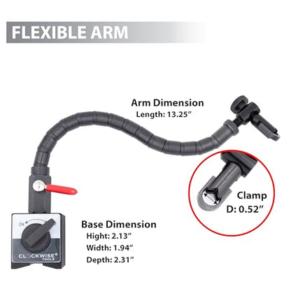 Clockwise Tools Magnetic Base, MGBR-04, Flexible Arm Magnetic Stand for Digital Dial Indicators, 176lbs Max Pull - style: MGBR-04 Flex Arm