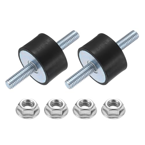 uxcell 2Pcs M6 x 18mm Rubber Mounts, 15 x 25mm Cylindrical Anti Vibration Isolator Studs Shock Absorber Double Studs with Nuts for Car Bobbin Generator Air Compressors - size: M6 x 18mm, 15 x 25mm