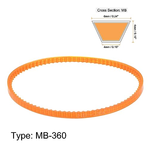 HARFINGTON 2pcs MB Series Standard Sewing Machine Belts MB360 Motor Triangle V-Belt with Single Tooth for Old Fashioned Household Electric Sewing Machine - size: MB360