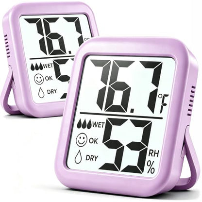 Antonki 2 Pack Room Thermometer Indoor Hygrometer - color: 2 Pcs* Lavender Purple