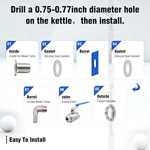 Beer Brewing Equipment, Stainless Steel Spigot,1/2 in Elbow Barb