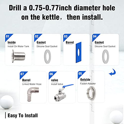 Beer Brewing Equipment, Stainless Steel Spigot,1/2 in Elbow Barb