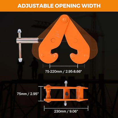 BEAMNOVA 2-Ton I Beam Clamp 4400lbs Load Capacity Heavy Duty