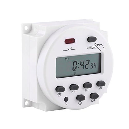 Programmable Relay Timer Switch, Digital Weekly Scheduling Control with Battery Backup Manual Override and LCD Display for Home HVAC White 1 Pack