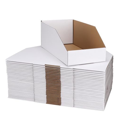 ZBEIVAN Cardboard Storage Bins Boxes 35 Packs 12x6x4.5 Inches, Easy Assembly Pantry Organizer Bins for Shelf, White - color: White, size: 12x6x4.5 inch