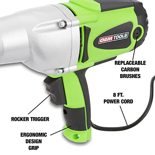 OEMTOOLS 24666 1/2” Drive Heavy Duty Impact Wrench, Corded 120v Impact Driver for Lug Nuts, Home Repairs, Automotive Maintenance, 8.5 Amp Electric Wrench, 400 Ft/Lb Maximum Torque