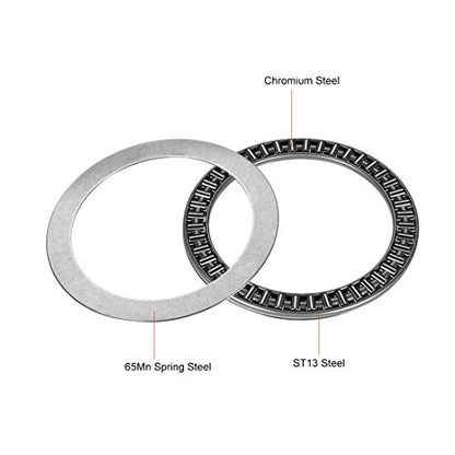 uxcell AXK85110 Needle Roller Thrust Bearings with 2 Washers, 85mm Inner Diameter, 110mm OD 4mm Width Chrome Steel - size: 85x110x4mm