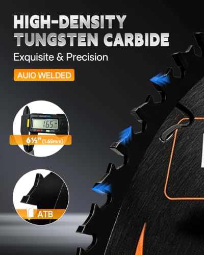 COMOWARE 6 1/2" Circular Saw Blade, 60T ATB, 5/8" Arbor, Miter Saw Blade - size: 6-1/2" 60T