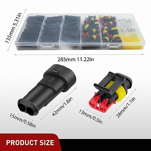 Nilight 200PCS 2 Pin Electrical Connector ‎Plug with Male Female Terminals - size: 2Pin Connector 200Pcs