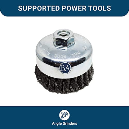 Benchmark Abrasives 4" Knot Wire Cup Brush for Narrow Holes Derusting Paint Removal Deburring Ferrous Metals Concrete, Wire End Brush for Angle Pneumatic Grinder - (Carbon Steel) - size: 4" Knot Wire, style: Carbon