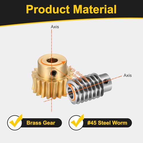 uxcell Worm Gear Set Right Rotation 20T 1 Module 20:1 Reduction Rate - size: Gear-6mm, Worm-5mm Bore, style: 1M-20T
