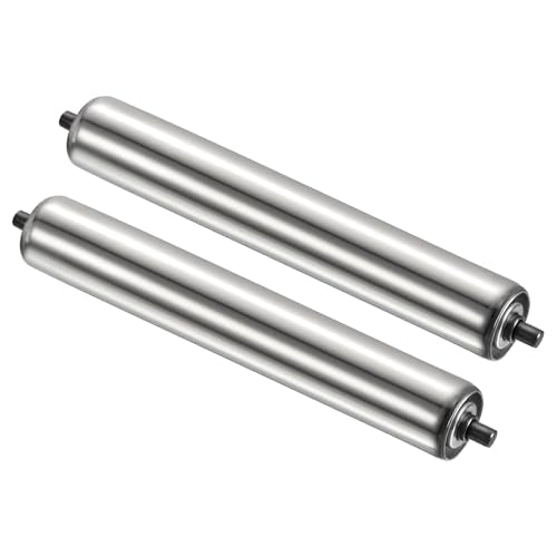 PATIKIL Conveyor Roller 3.5" Diameter 18" Length, 2 Pack Stainless Steel Transmission Replacement Part Galvanized End, Silver - size: 5"x18"