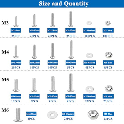 516Pcs Nuts and Bolts Assortment Kit, Phillips Pan Head, Silver - color: 516pcs-Silver