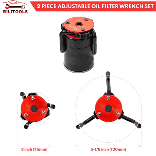 BILITOOLS Universal Adjustable 3-Jaw Oil Filter Wrench, 1/2-Inch Drive