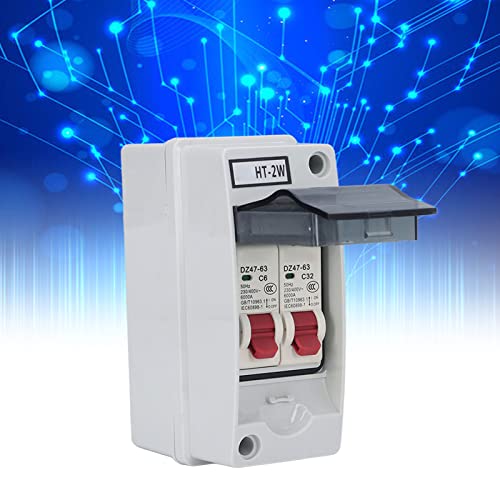 2 Way Distribution Box Circuit Breakers with Distribution Case Distribution Box for Outdoor(6A 32A) - color: 6A 32A