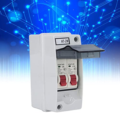 2 Way Distribution Box Circuit Breakers with Distribution Case Distribution Box for Outdoor(6A 32A) - color: 6A 32A