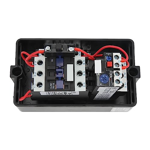Magnetic Electric Motor Starter, IP55 ABS Enclosure 10 Single Phase 220/230V 23-32A with On/Off Switch for Air Compressor Heavy Duty Start Stop Control