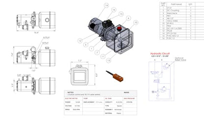 Hydraulic Pump for Dump Trailer 12 Volt DC Double Acting - Solenoid Hydraulic Power Unit 4 Quart Plastic Tank - Dump Trailer Electric Hydraulic Power Pack - size: 4 Quarts