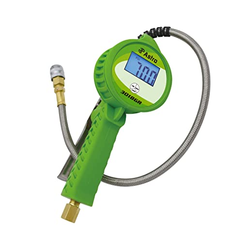Astro Tools 3018GR Digital Tire Inflator w/Stainless Steel Hose & Push-Lock Coupler Chuck - Green