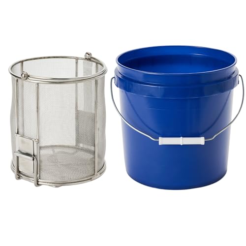 Dip N’ Drain – Stainless Steel Part Cleaning Strainer Basket for 2-Gallon Buckets (Bucket Included) | 1/32″ Mesh, Swing Handle, Perfect for Mechanics, Auto Parts, Garage, Shop & Home Workshop Cleaning - size: 2 Gal. 1/32" Mesh - Bucket