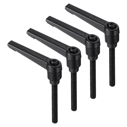 uxcell 4pcs Clamping Lever Handles, M6 x 50mm Black Oxide Carbon Steel Threaded Male Stud, Adjustable Handles Locking Quick Release Ratchet Push Button Bolt Knobs, Black - size: M6 x 50mm