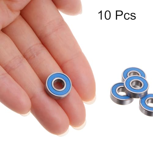 uxcell 10pcs 695-2RS Miniature Deep Groove Ball Bearings 5x13x4mm Rubber Sealed Bearings for TRX4 1/10 RC Cars Trucks, 3D Printer, P6 (ABEC 3) - color: Blue, size: 5x13x4mm