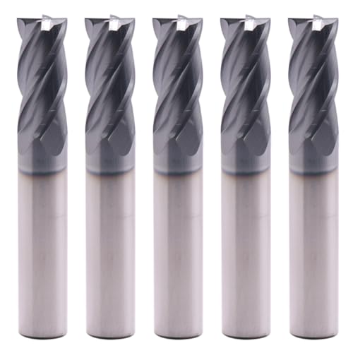 4 Flute Solid Carbide Square End Mill Set(5Pcs, 7/16"), AlTiN Coated - size: 7/16"