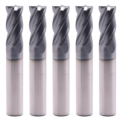 4 Flute Solid Carbide Square End Mill Set(5Pcs, 7/16"), AlTiN Coated - size: 7/16"