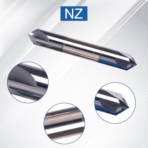 NZ 3/8" 4-Flute Double-Ended Chamfer Mill, CNC Milling Bits AlTiN-Coated Solid Carbide 90° V-Groove for Alloy Steel, Hardened Steel & Stainless Steel | 1-Pack