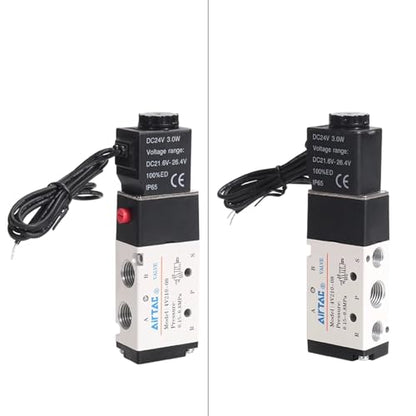 Solenoid Valve DC12V AirTAC 4V210-08 1/4"PT Outlet Wire Pneumatic Air 2 Position 5 Way Electric Single Coil Pilot-Operated - size: 1/4"PT, style: 4V210-08 DC12V Out of line