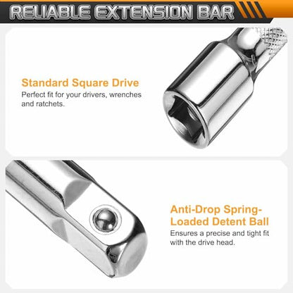 HARFINGTON 1pcs Socket Extension Bar 3/8" Drive 3" Long Extension Bars - size: 3/8" x 3"