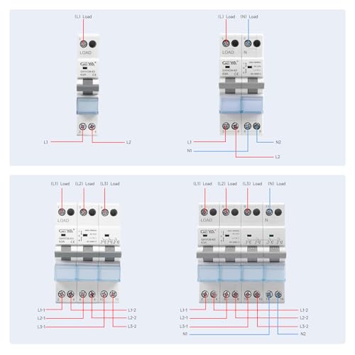 GEYA Manual Transfer Switch Dual Power Manual Conversion Isolation Switch with Indicator DIN Rail Mount(2P-63A-230V) - style: 2P-63A-230V
