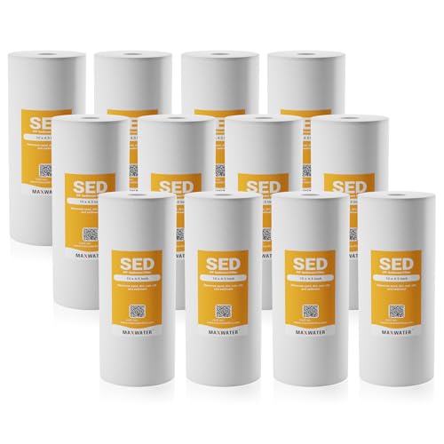 Max Water 5 Micron 10 x 4.5 inch Whole house Sediment Water Filter | Meltblown Polypropylene Well Water Filter Replacement Cartridges for DGD-5005, AP810, SDC-45-1001, GXWH30C, PP10BB (12 Pack) - size: 12, style: 5 Micron