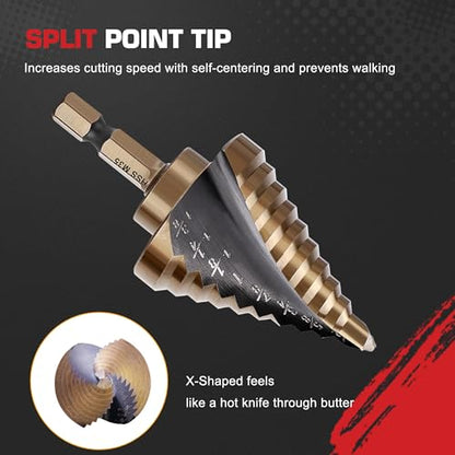 Hex Shank Cobalt Step Drill Bit Set - size: M35-6PC