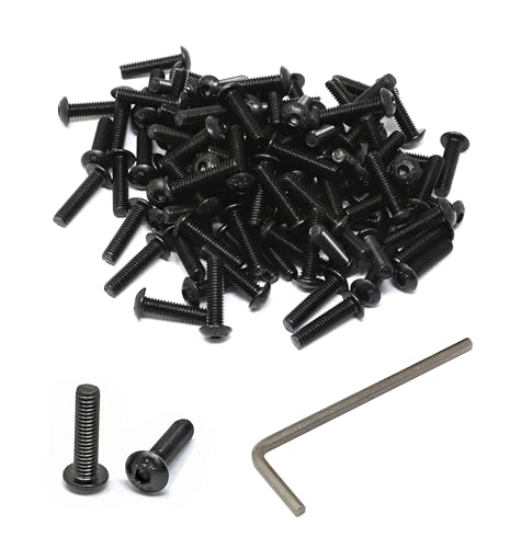 iexcell 100 Pcs M4 x 16mm Thread Pitch 0.7 mm Alloy Steel 12.9 Grade Hex Socket Button Head Cap Screws Bolts Kit, Black Oxide Finish - size: M4 x 16mm