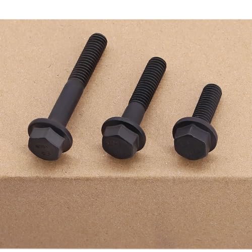 M12-1.75 x 30mm (8 pcs) Flanged Hex Bolt Screws Black Oxide Finish, 10.9 Grade Alloy Steel, Large Flange Washer Head Bolt, DIN6921/GB5789, Full Thread - size: M12-1.75 x 30mm